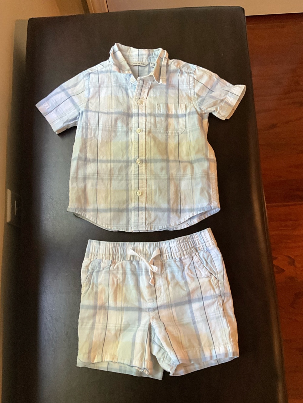 Janie & Jack  Plaid Button-Down Shirt & Shorts Set Size 18 -24 Months